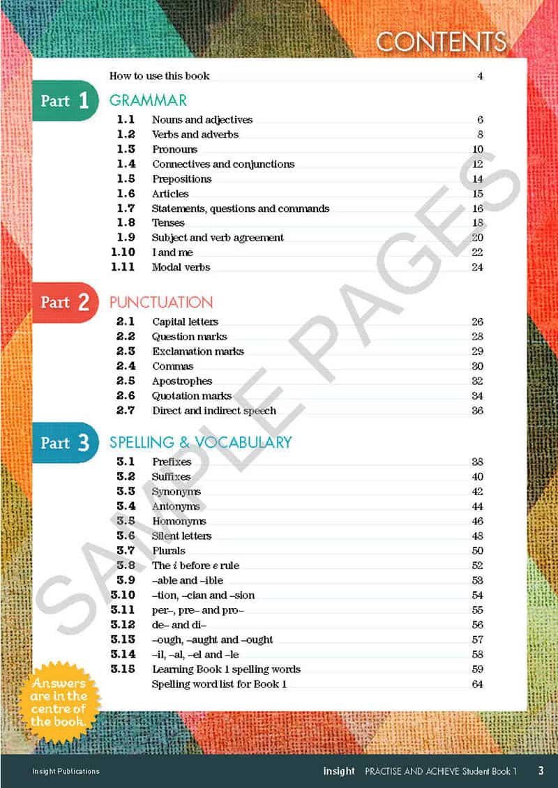 Practice & Achieve Students Book 1 - ( Grammar, Punctuation, Spelling, Vocabulary )