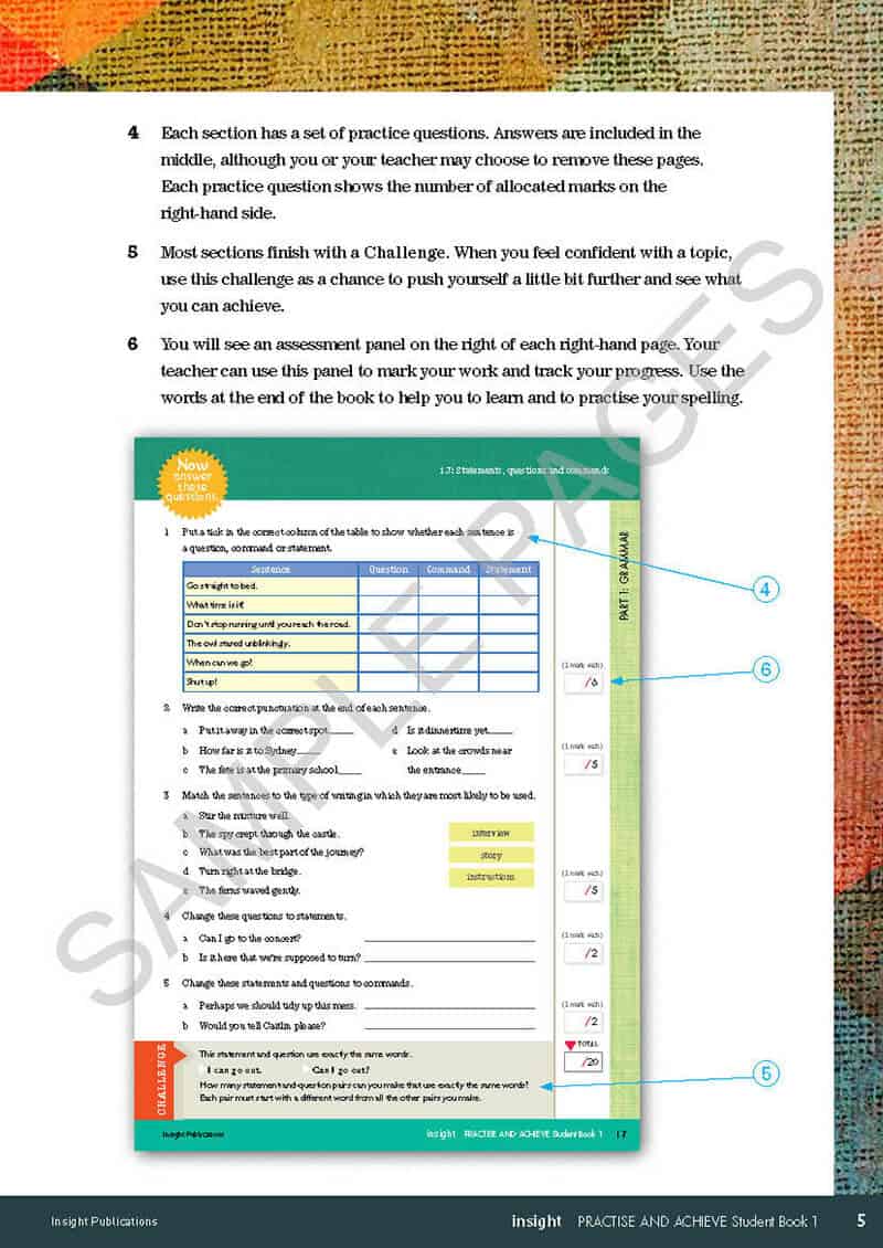 Practice & Achieve Students Book 1 - ( Grammar, Punctuation, Spelling, Vocabulary )
