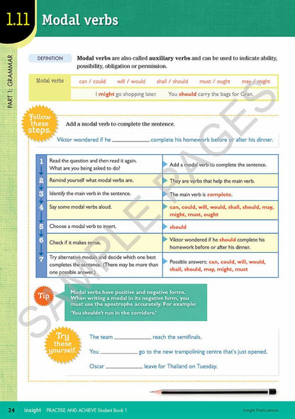 Practice & Achieve Students Book 1 - ( Grammar, Punctuation, Spelling, Vocabulary )
