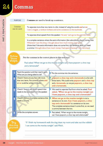 Practice & Achieve Students Book 1 - ( Grammar, Punctuation, Spelling, Vocabulary )
