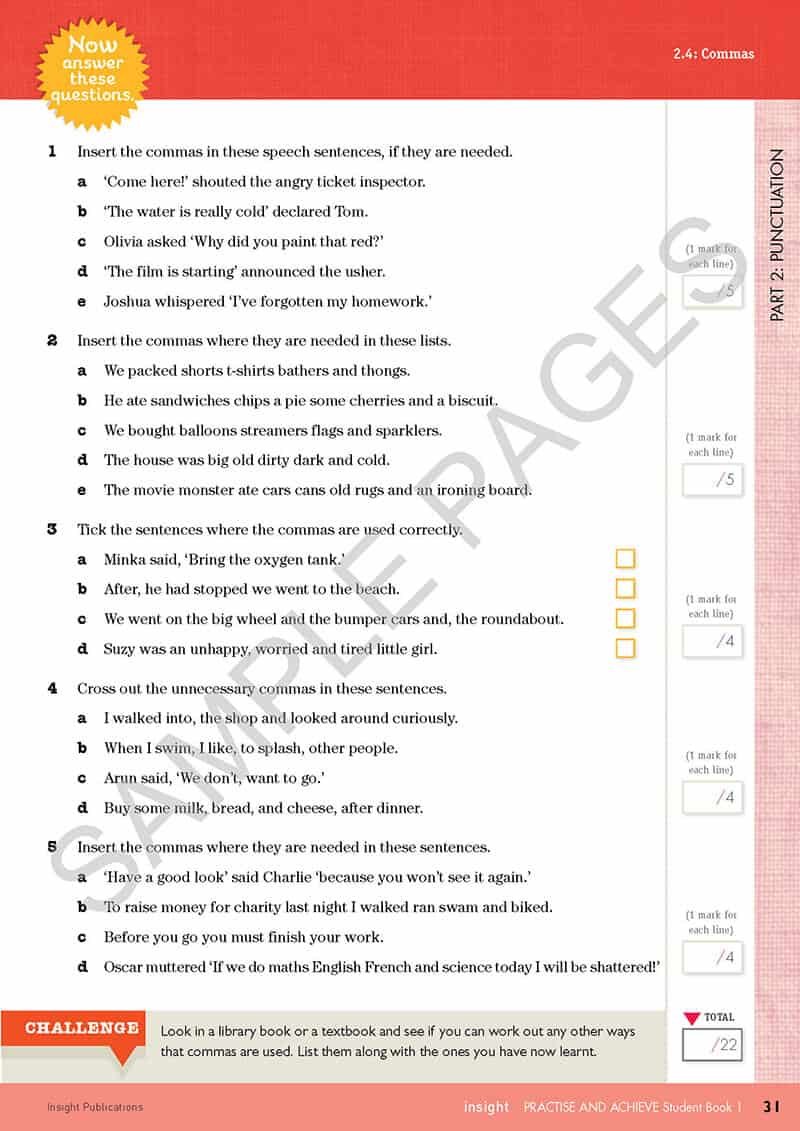 Practice & Achieve Students Book 1 - ( Grammar, Punctuation, Spelling, Vocabulary )
