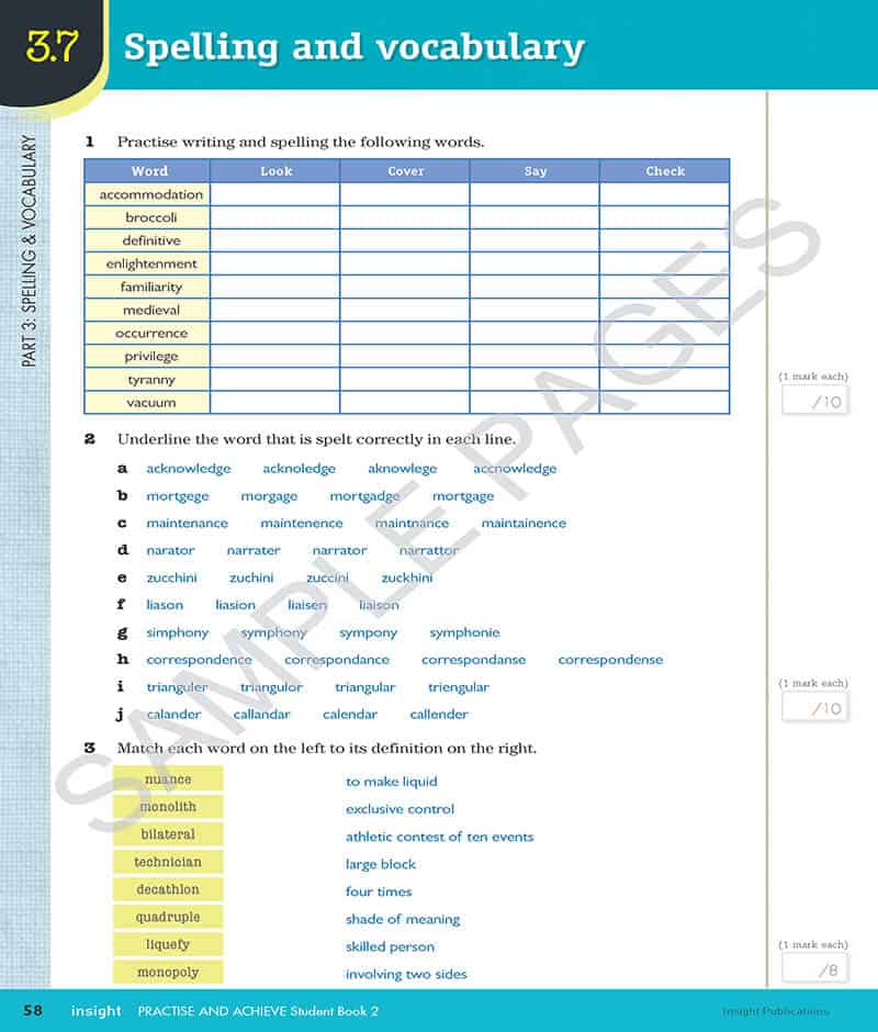 Practice & Achieve Students Book 2 - ( Grammar, Punctuation, Spelling, Vocabulary )