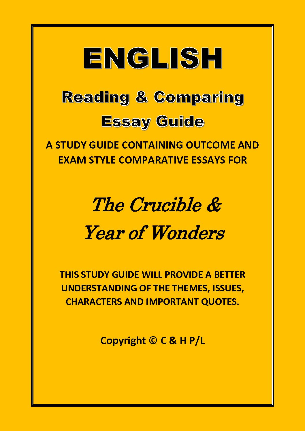 THE CRUCIBLE AND YEAR OF WONDERS (Comparisons-SSRC)